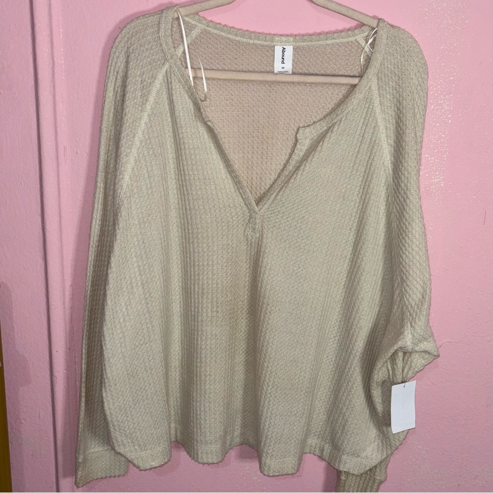 Plus size Abound Beige Textured V-Neck Blouse
